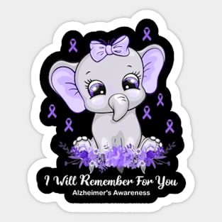 I Will Remember For You Brain Alzheimer's Awareness Sticker